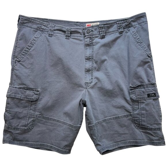 Wrangler Men's Relaxed Fit Stretch Cargo Shorts Dark Gray Flat Front Outdoor - Picture 1 of 13